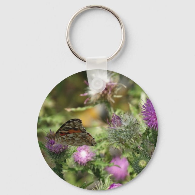 Butterfly Pink Thorn Photo  Key Ring (Front)