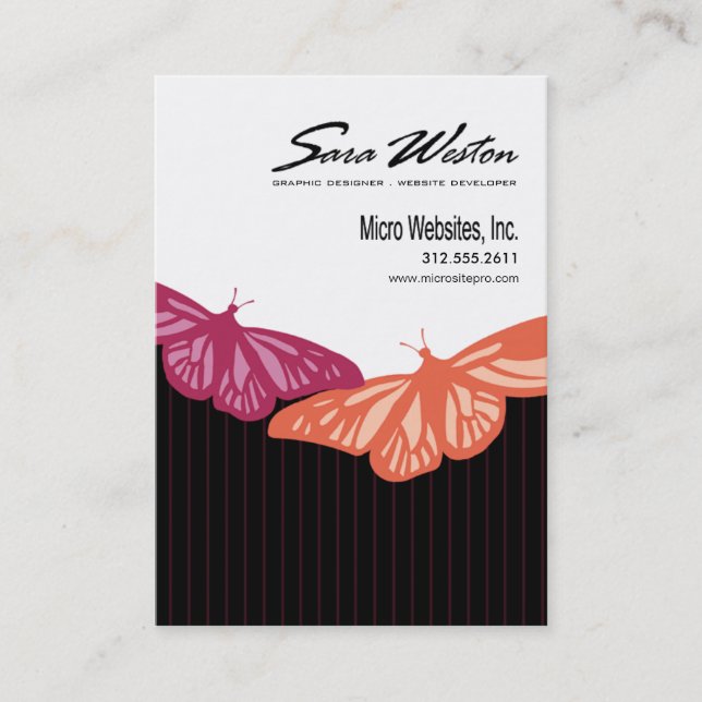 Butterfly Pinstripes Pro Artist Website Developer Business Card (Front)