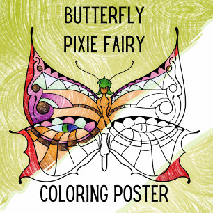 Butterfly Pixie Fairy - Cute Adult Colouring Poste Poster