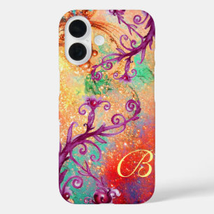 BUTTERFLY PLANT / MAGIC SWIRLS IN SPARKLE MONOGRAM iPhone 16 CASE