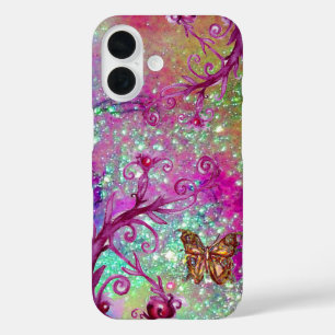 BUTTERFLY PLANT / MAGIC SWIRLS IN SPARKLE violet iPhone 16 Case