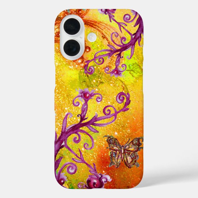 BUTTERFLY PLANT / MAGIC SWIRLS IN SPARKLE Yellow Case-Mate iPhone Case (Back)