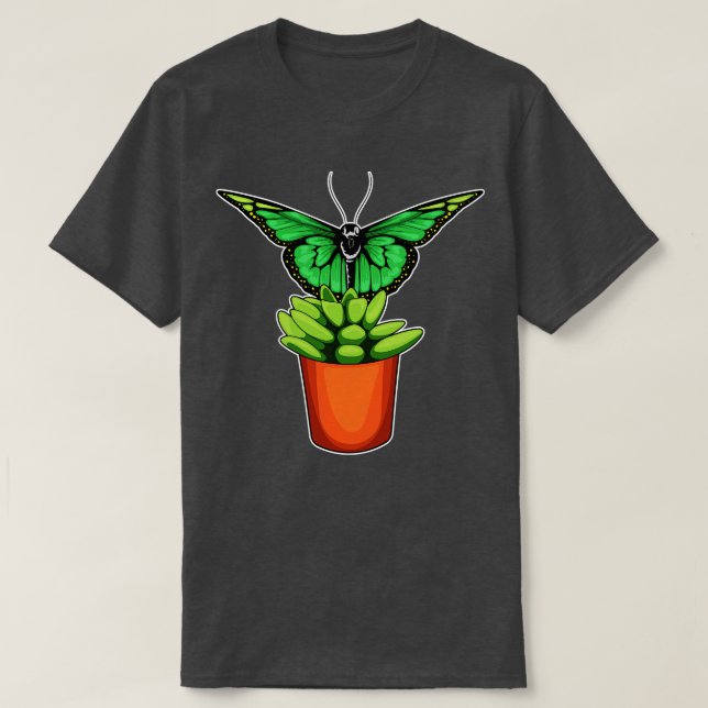 Butterfly Plant pot Flower T-Shirt (Design Front)