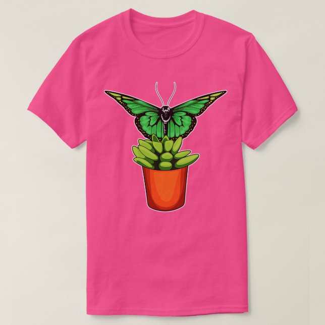 Butterfly Plant pot Flower T-Shirt (Design Front)