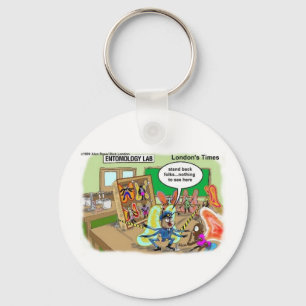 Butterfly Police Offbeat Cartoon Funny Gifts & Tee Key Ring