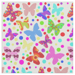 Butterfly polka dot colourful cute animal nursery fabric