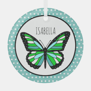Butterfly Polka Dot Personalised Christmas Glass Tree Decoration