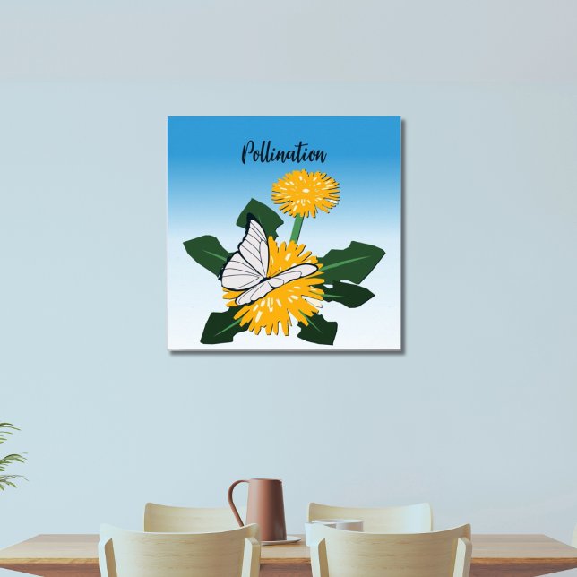 Butterfly Pollination Yellow Dandelion Weed Poster (Dandelion Pollinated by a Butterfly)