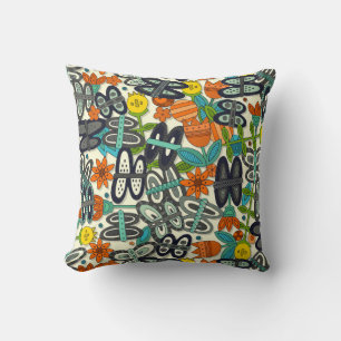 butterfly pop garden orange cushion