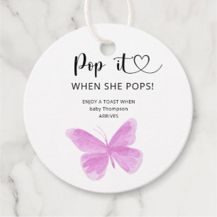 Butterfly - Pop it when she pops baby shower Favour Tags