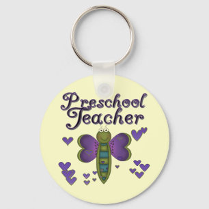 Butterfly Preschool Teacher Tshirts and Gifts Key Ring
