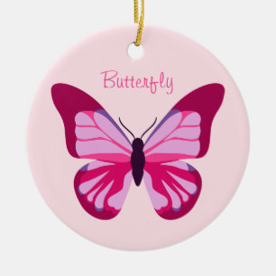 Butterfly Pretty Pink Purple Ceramic Tree Decoration