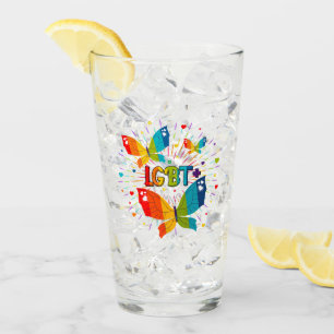 Butterfly Pride Love is Love LGBT Awareness Glass