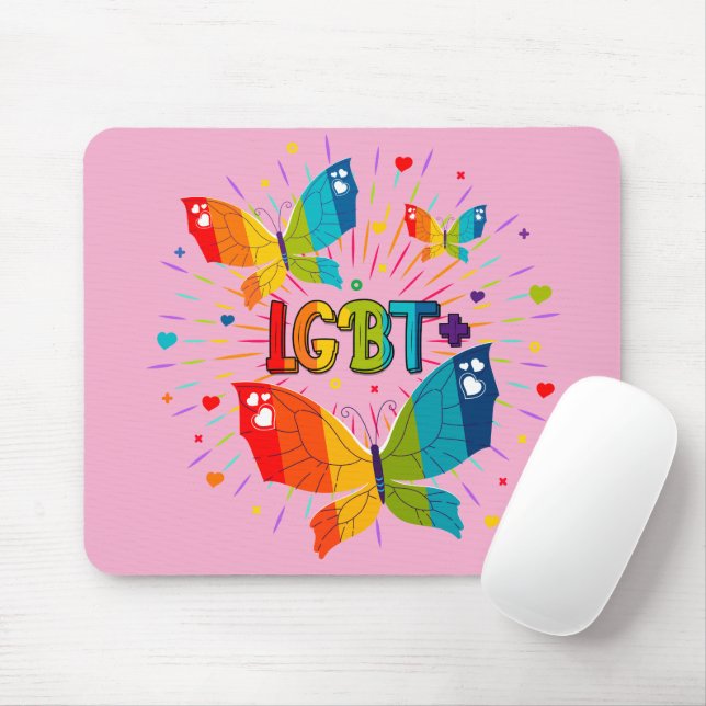 Butterfly Pride Love is Love LGBT Awareness Mouse Pad (With Mouse)
