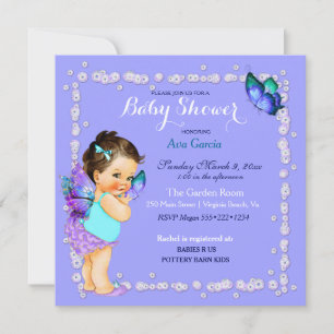 Butterfly Princess Baby Girl Lavender Invitation