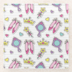 butterfly princess pattern glass coaster