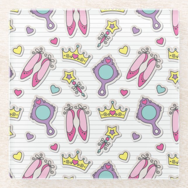 butterfly princess pattern glass coaster (Front)