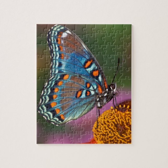 Butterfly profile on a flower jigsaw puzzle (Vertical)