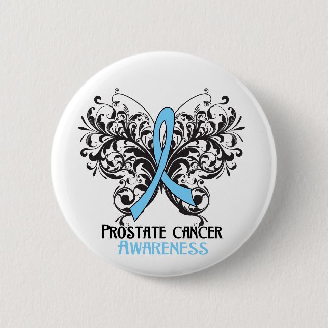 Butterfly Prostate Cancer Awareness 6 Cm Round Badge (Front)