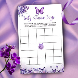 Butterfly Purple Bingo Baby Shower Game