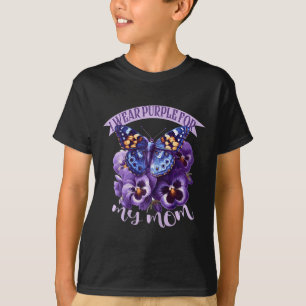 Butterfly Purple Floral Pansy Tees Dementia Ribbon