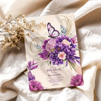 Butterfly Purple Floral Pink Girl Baby Shower 