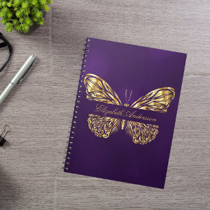 Butterfly purple gold elegant name notebook