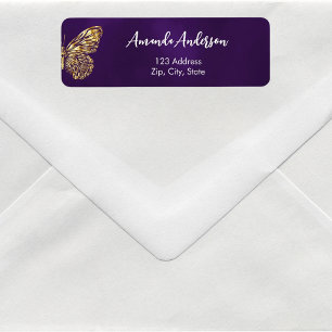 Butterfly purple gold return address