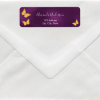 Butterfly purple gold return address label