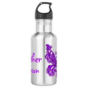 Butterfly purple kids named drinks bottle