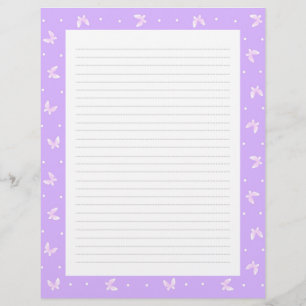 Butterfly Purple Letter Head Custom Letterhead
