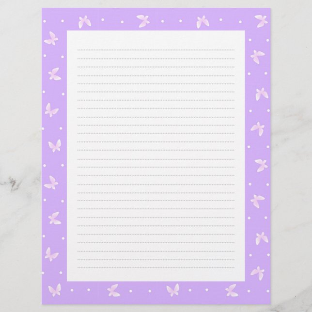 Butterfly Purple Letter Head Custom Letterhead (Front)
