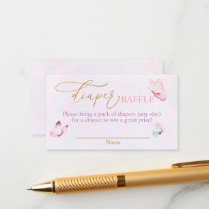 Butterfly Purple Pink Diaper Raffle Enclosure Card