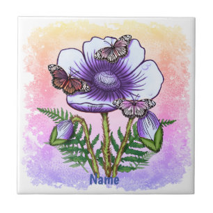 Butterfly purple Poppy  Tile