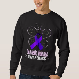 Butterfly Purple Ribbon Domestic Violence Awarenes Sweatshirt
