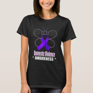 Butterfly Purple Ribbon Domestic Violence Awarenes T-Shirt