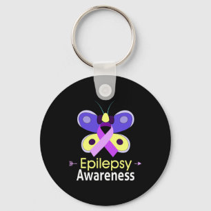 Butterfly Purple Ribbon Epilepsy Awareness Suppor Key Ring