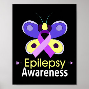 Butterfly Purple Ribbon Epilepsy Awareness Support Poster