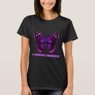 Butterfly Purple Ribbon Overdose Awareness Design T-Shirt
