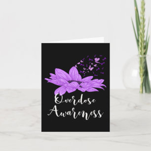 Butterfly Purple Ribbon Sunflower Overdose Awarene Card