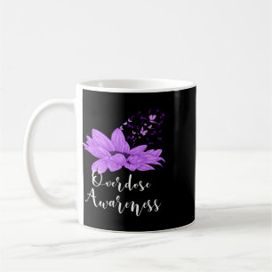 Butterfly Purple Ribbon Sunflower Overdose Awarene Coffee Mug