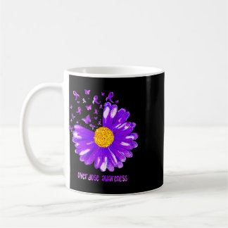 Butterfly Purple Ribbon Sunflower Overdose Awarene Coffee Mug