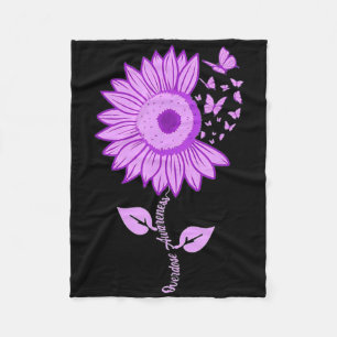 Butterfly Purple Ribbon Sunflower Overdose Awarene Fleece Blanket