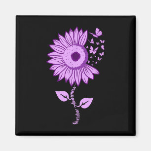 Butterfly Purple Ribbon Sunflower Overdose Awarene Magnet
