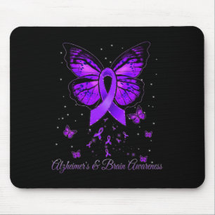 Butterfly Purple Ribbon Warrior Heimerheimer Brain Mouse Pad