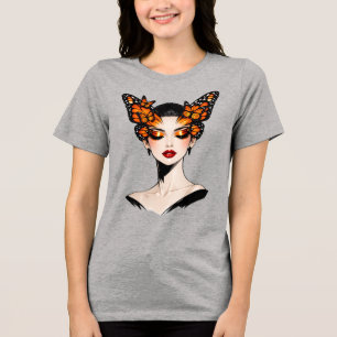 Butterfly Queen Feminine Art Design Tri-Blend Shirt