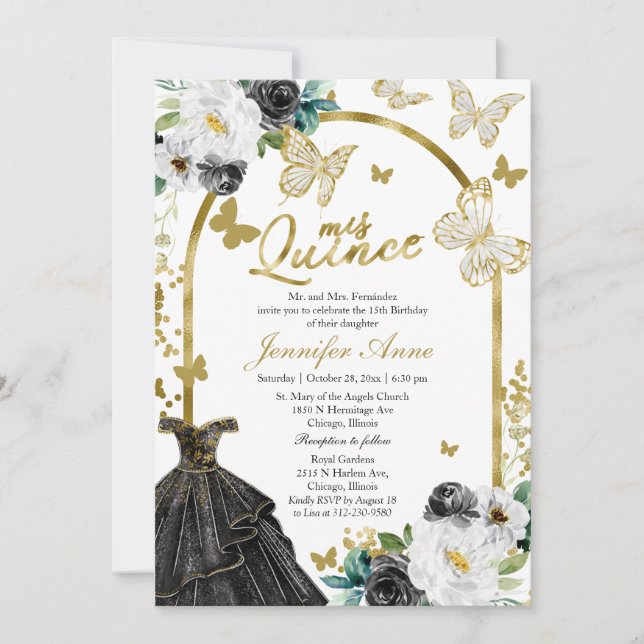 Butterfly Quince Bilingual Invitations (Front)