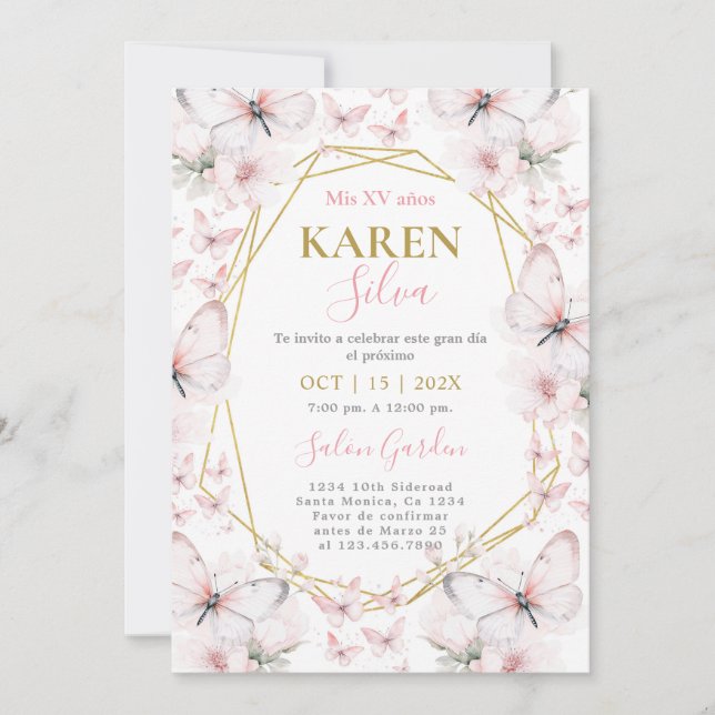 Butterfly Quinceanera Invitation (Front)