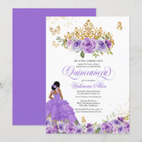 Butterfly Quinceañera + Purple Watercolor Flowers