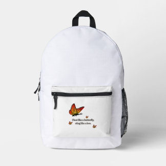 butterfly quote printed backpack